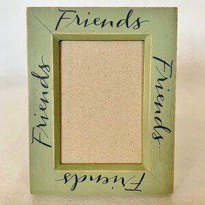 Picture Frame Wood Friends 3 x 5 Photo Green Shabby Chic Country Cottage Vintage